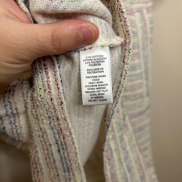 LOFT Boucle Cotton Blend Textured Stripe Puff‎ Sleeve Shift Dress Size S - Picture 6 of 8